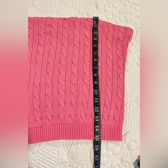 Vintage 🩷 Ralph Lauren Cotton Strapless Pink Cable Knit Sweater Tube Top Size L - Picture 7 of 7